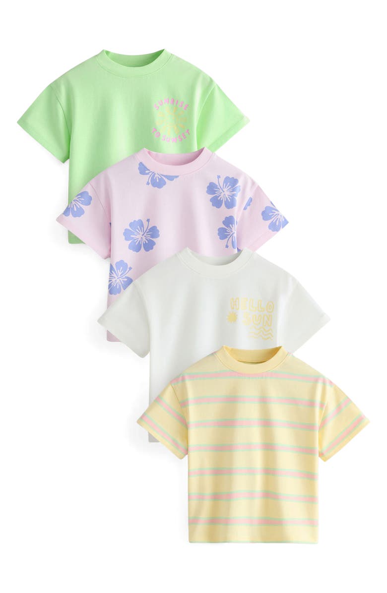 NEXT Kids' 4-Pack Assorted Cotton T-Shirts, Main, color, Pink
