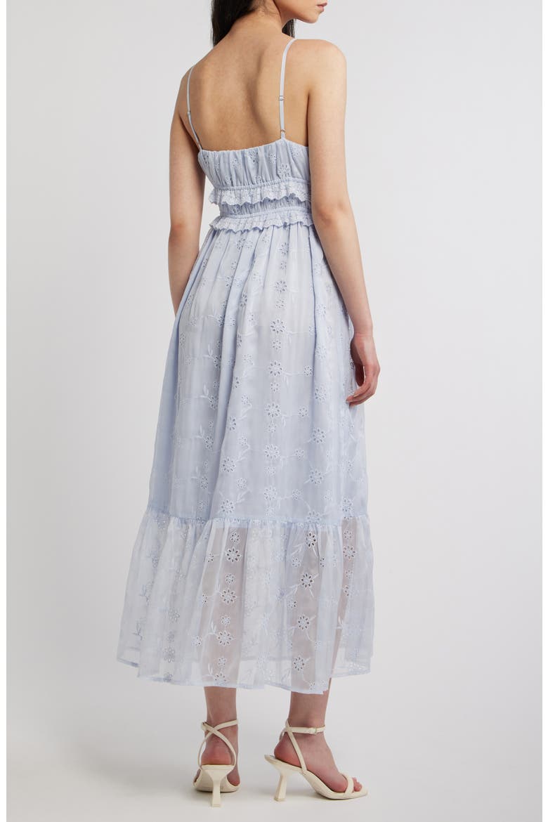 Ruffle Hem Eyelet Dress, Alternate, color, LIGHT BLUE