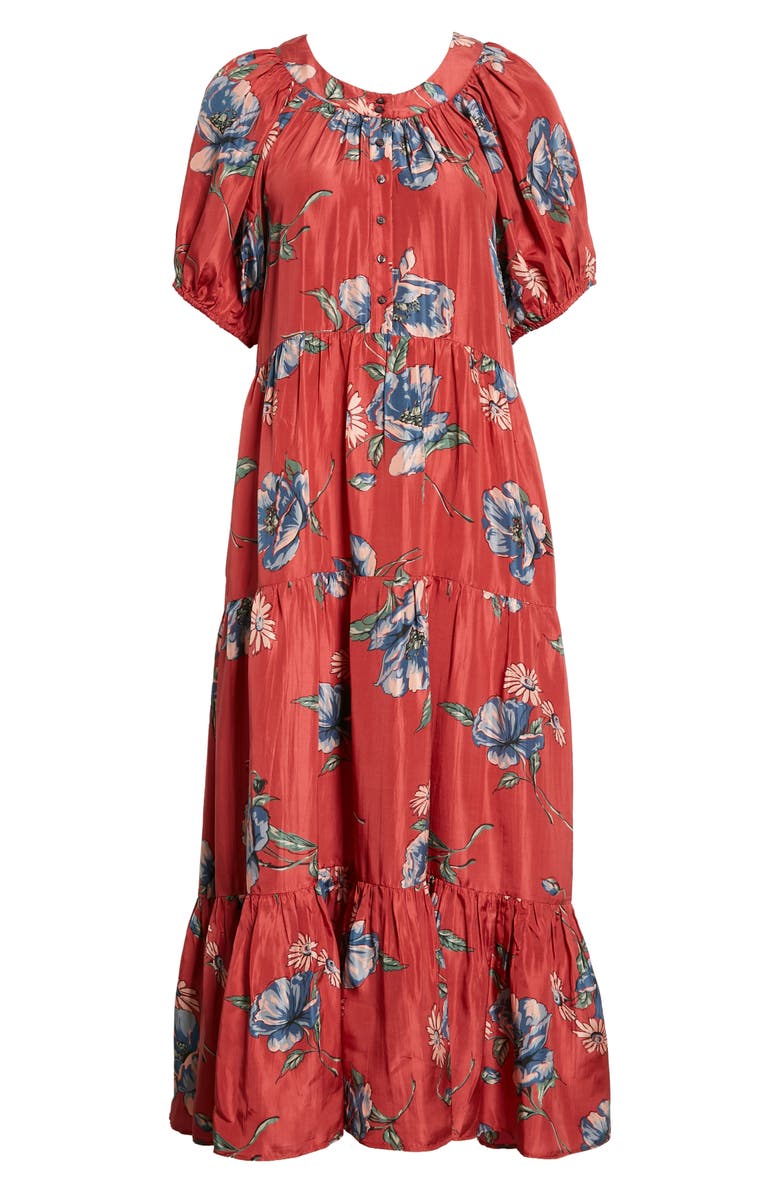 THE GREAT. The Afternoon Floral Silk Dress, Alternate, color, 