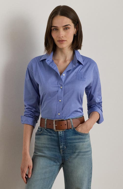Ralph Lauren Women's End On End Kott Long Sleeve Relaxed Fit Shirt In Blue
