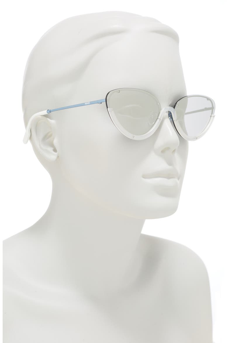 62mm Cat Eye Sunglasses, Alternate, color, SHINY BLUE SMOKE MIRROR