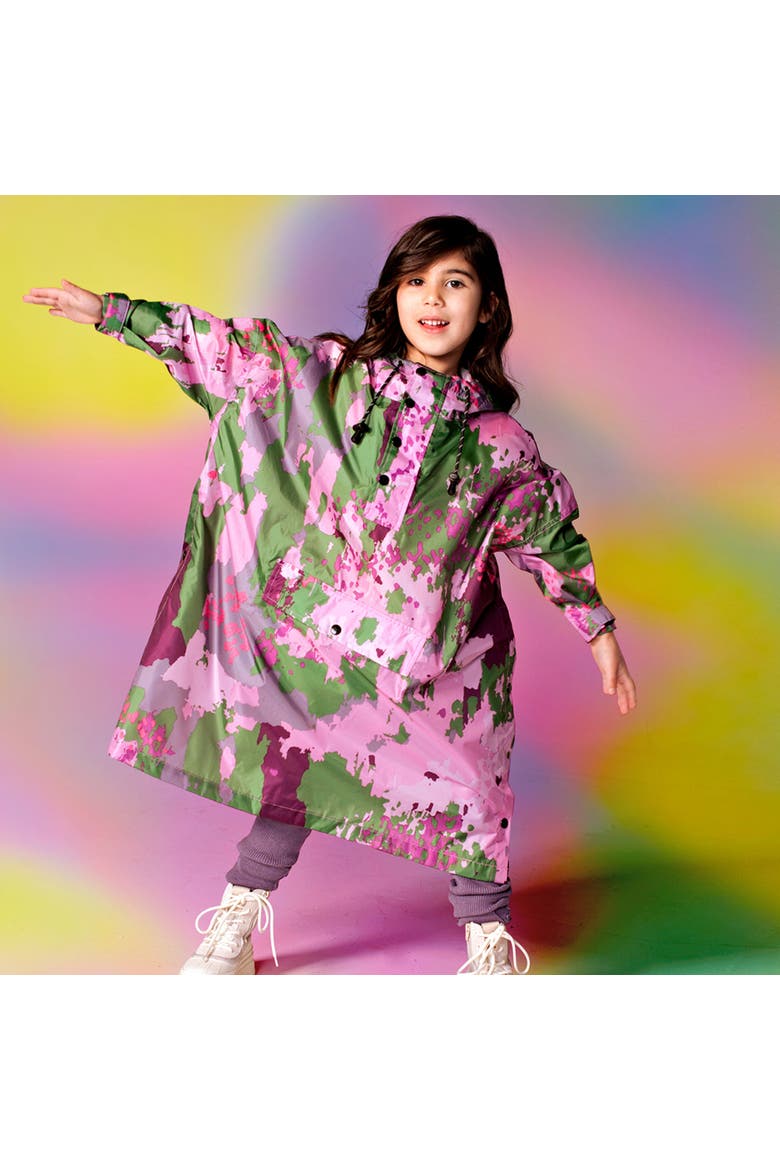 Kids Rain Poncho Digi Spring, Alternate, color, Pink