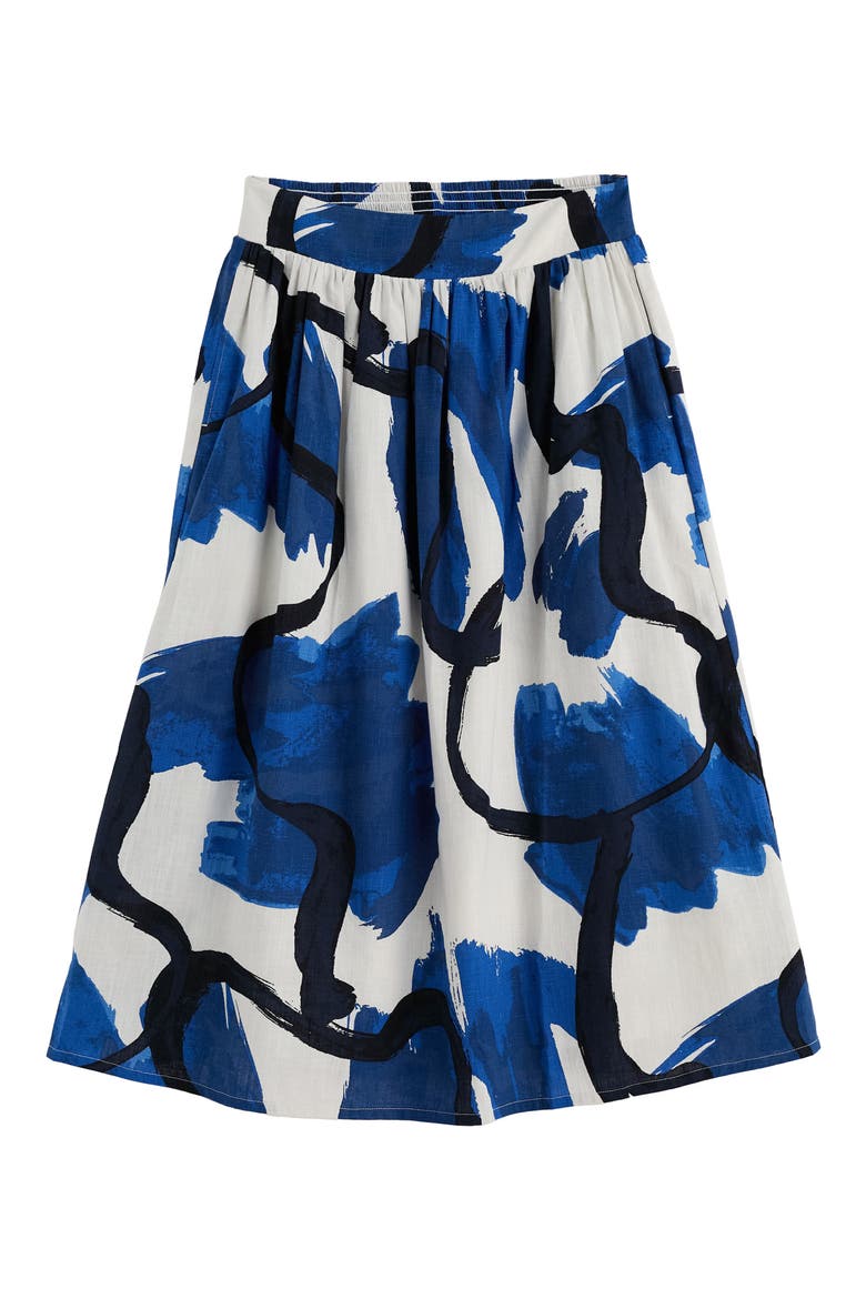Mevagissey Organic Cotton Midi Skirt, Alternate, color, PAINT CANVAS DARK VOYAGE