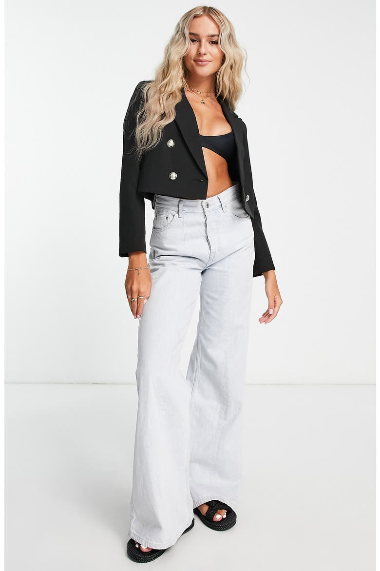 Military Crop Blazer, Alternate, color, BLACK