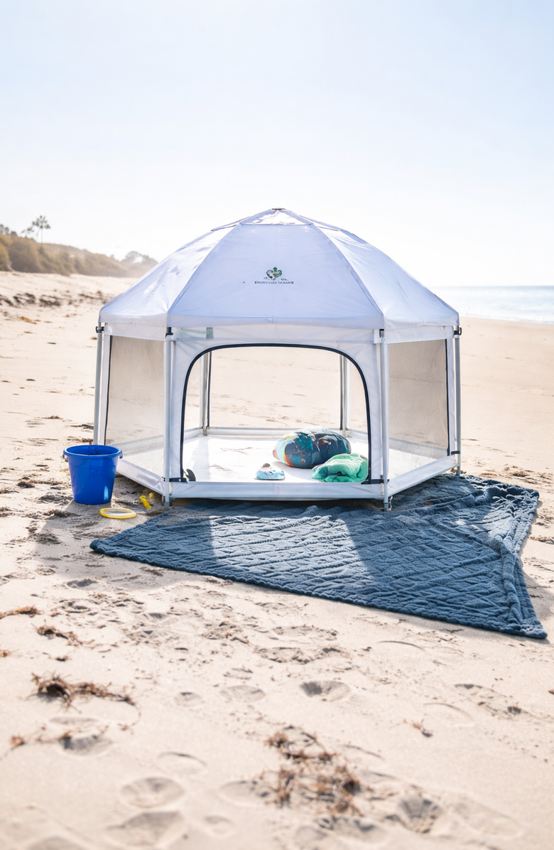 The California Beach Company Pop N Go LUXE Playpen Comfort Bundle, Alternate, color, Cosmic Gray