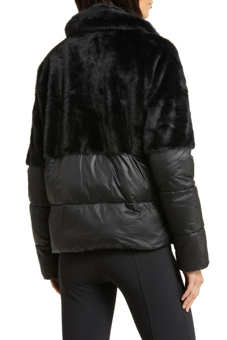 Faux Fur Puffer Jacket, Alternate, color, BLACK