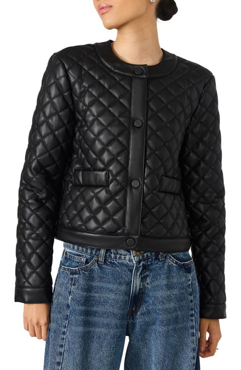 Quilted Faux Leather Jacket