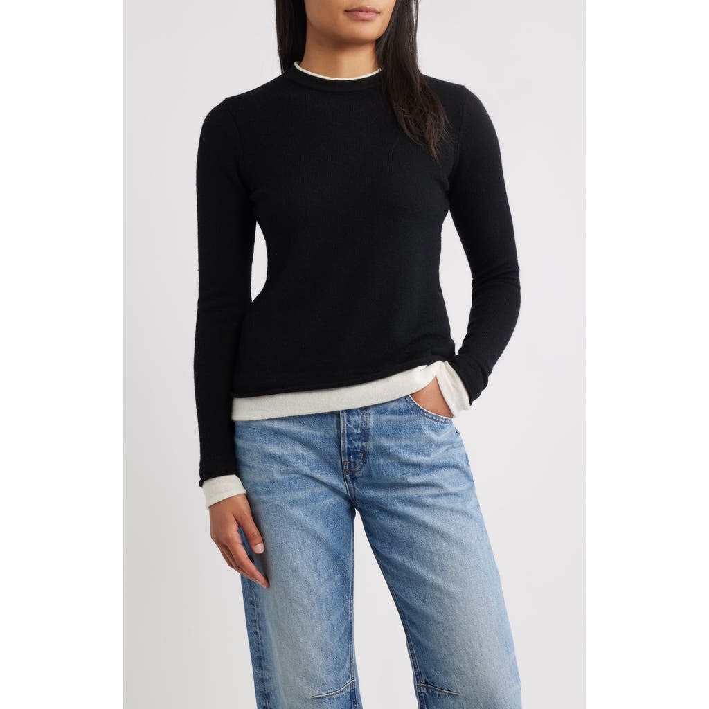 Griffen Double Trim Wool & Cashmere Crewneck Sweater In Blue