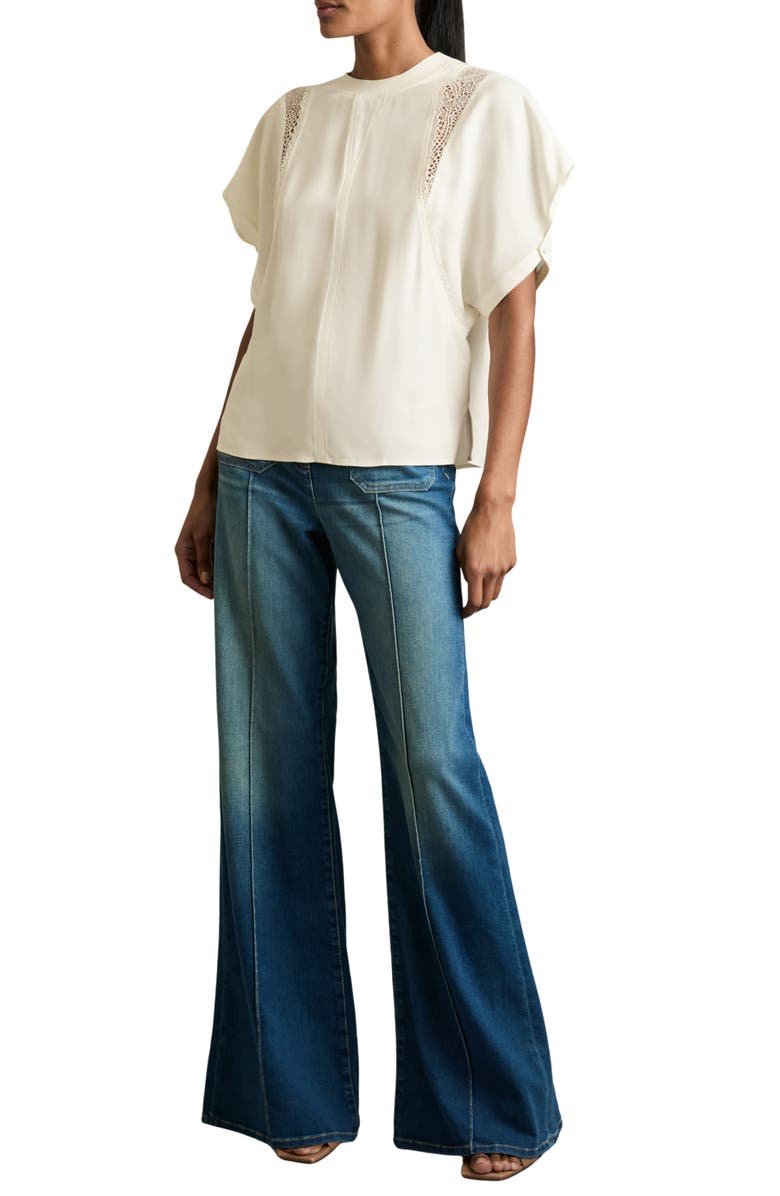 Reiss Harlowe Lace Inset Top, Alternate, color, Cream