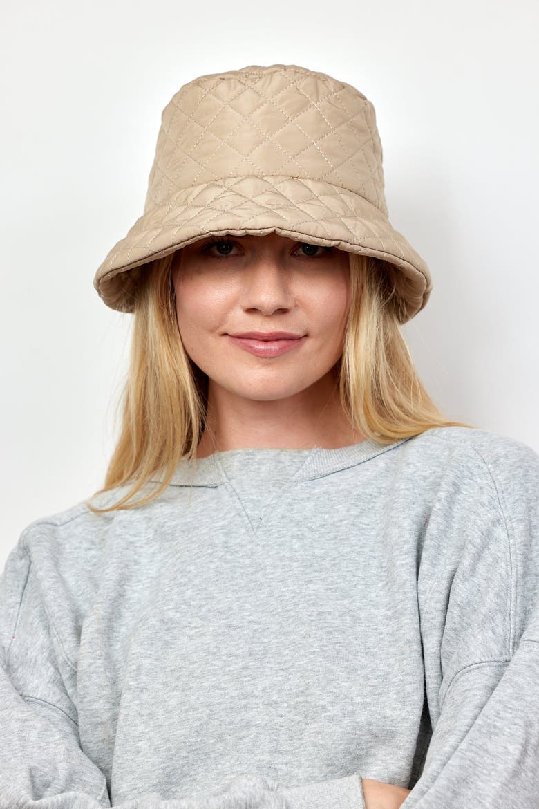 Quilted Bucket Hat, Alternate, color, Camel