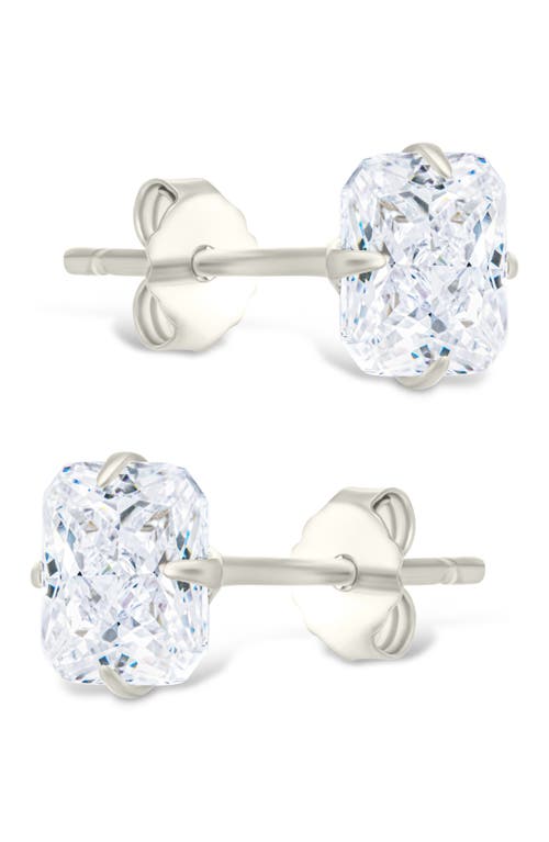 Sterling Forever Radiant Cut Cubic Zirconia Stud Earrings In Silver