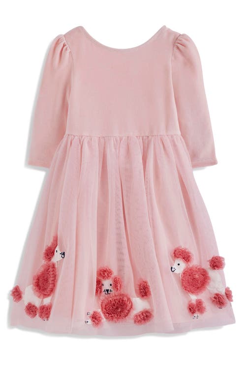 Mini Boden Kids' Appliqué Velour & Tulle Party Dress In Pink