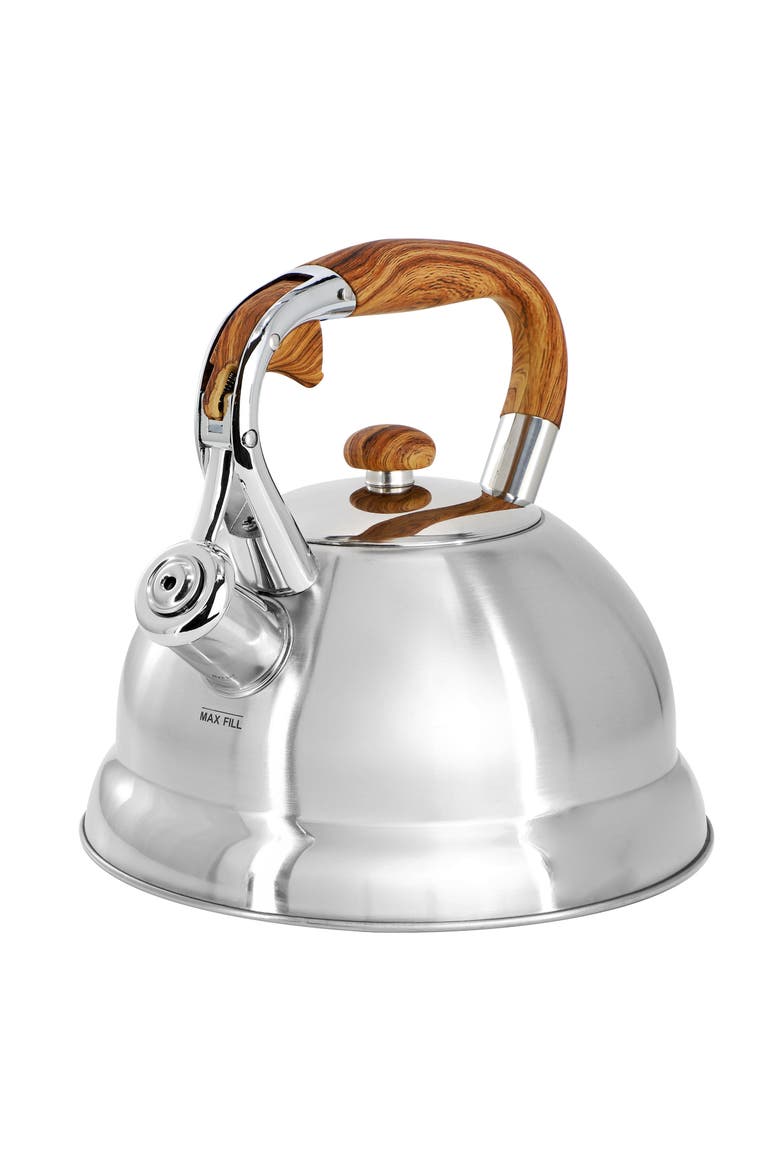 Woodmont 2 Quart Stovetop Whistling Tea Kettle, Main, color, Silver