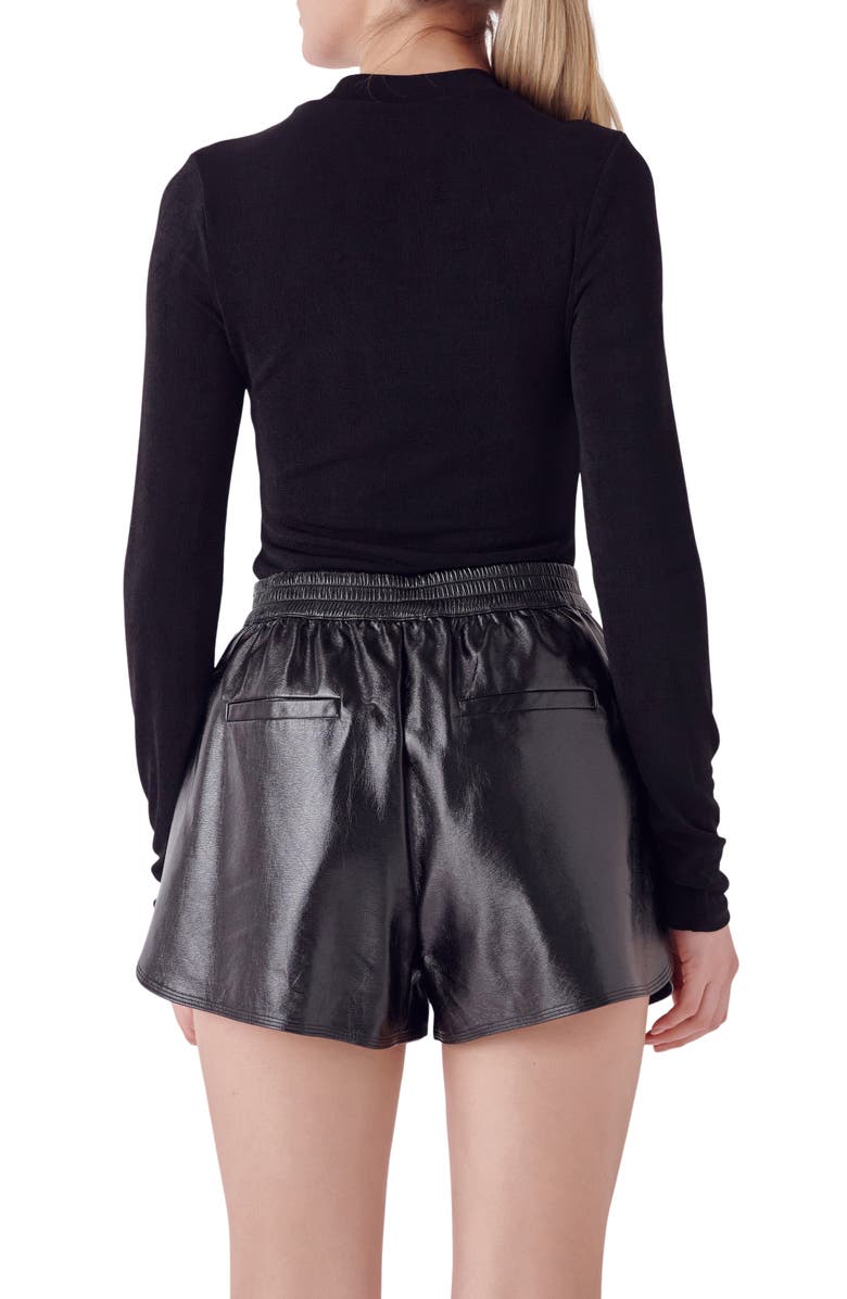 Endless Rose Sheen Stretch Mock Neck Top, Alternate, color, Black