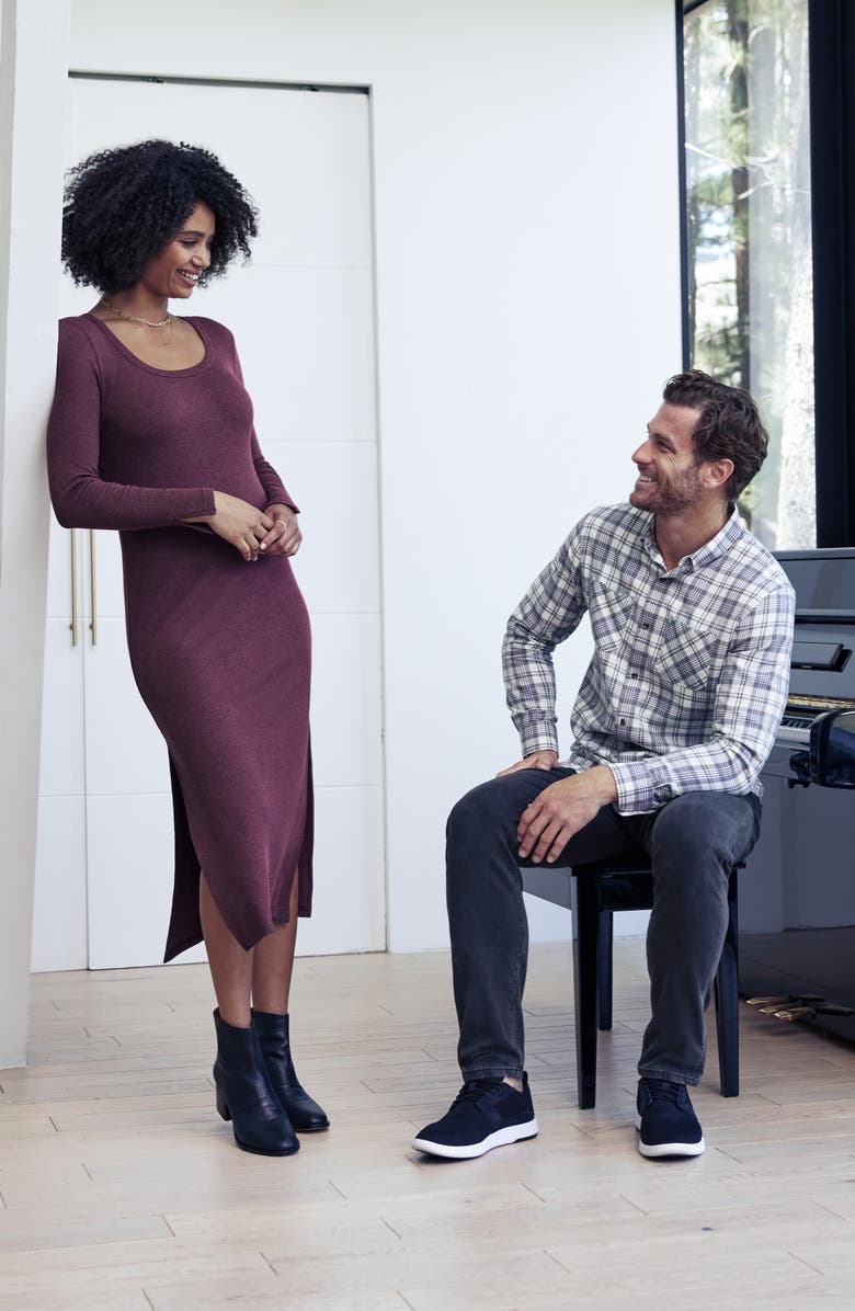 TravisMathew Cloud Retreat Long Sleeve Rib Dress, Alternate, color, Heather Winetasting