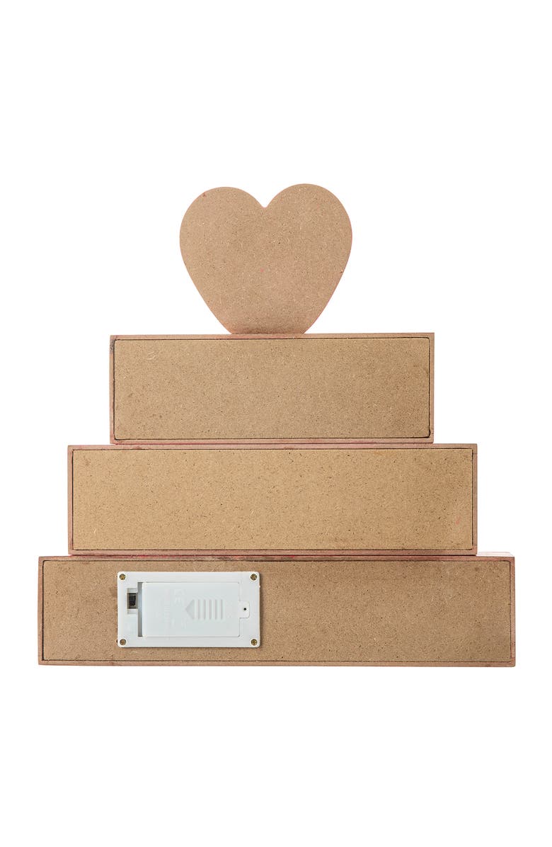 Glitzhome 11.25"H Lighted Valentine's Wooden Block Table Sign, Alternate, color, Red