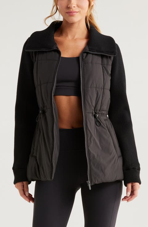 ジャケット MLB Women's Vertical Wave Quilted Padded Jacket NY Black 3FP Women's New York Yankees Mitchell & Ness Black Quilted