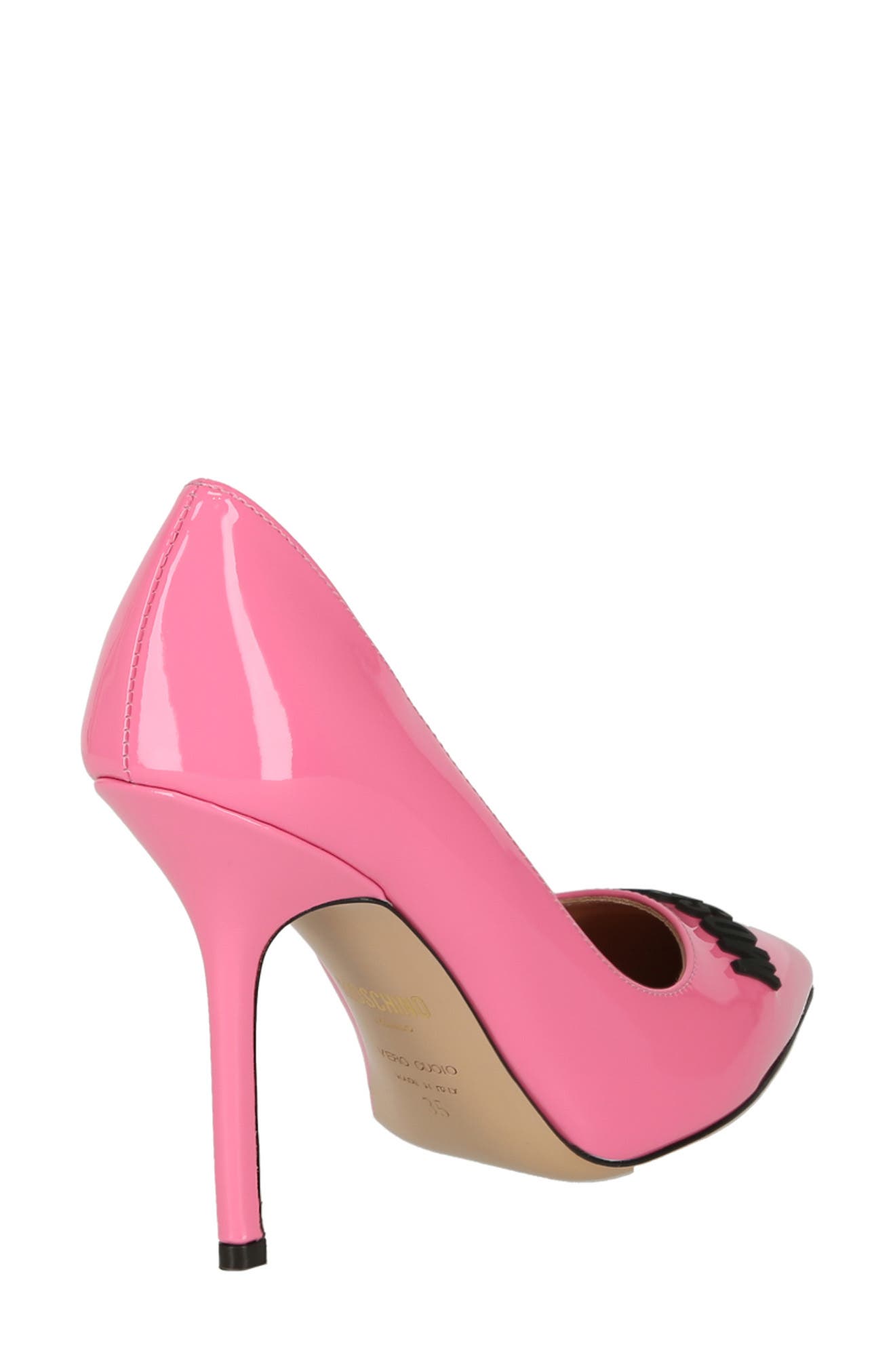 Moschino Rubberized Logo Patent Leather Pump, Alternate, color, 