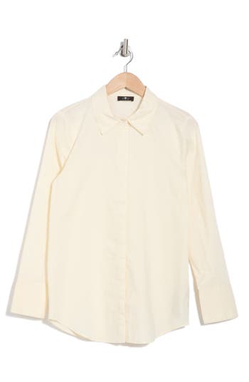 7 For All Mankind Classic Button Front Shirt In Cloud Cream