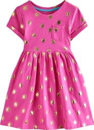 Mini Boden Kids' Foil Print Cotton Jersey Dress