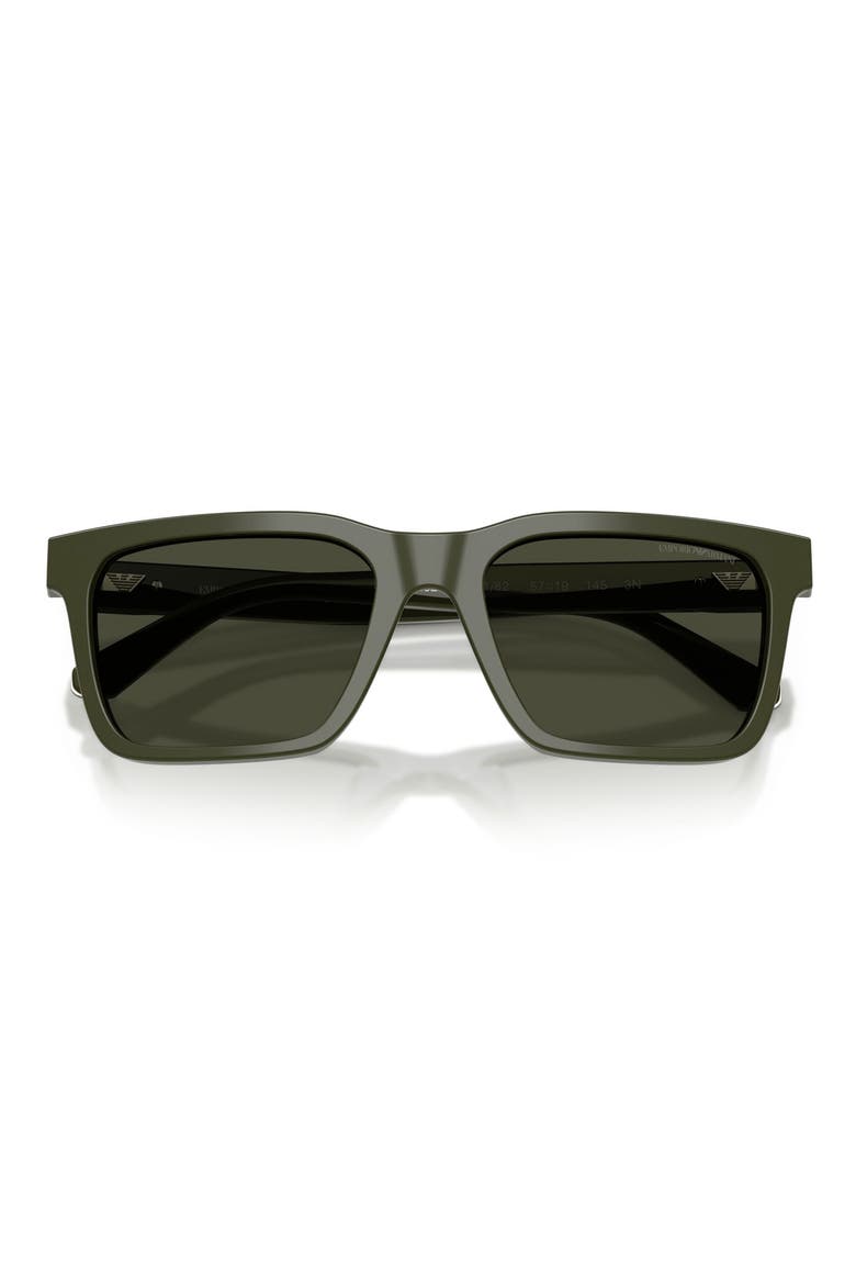 57mm Square Sunglasses, Alternate, color, SHINY GREEN / GREEN