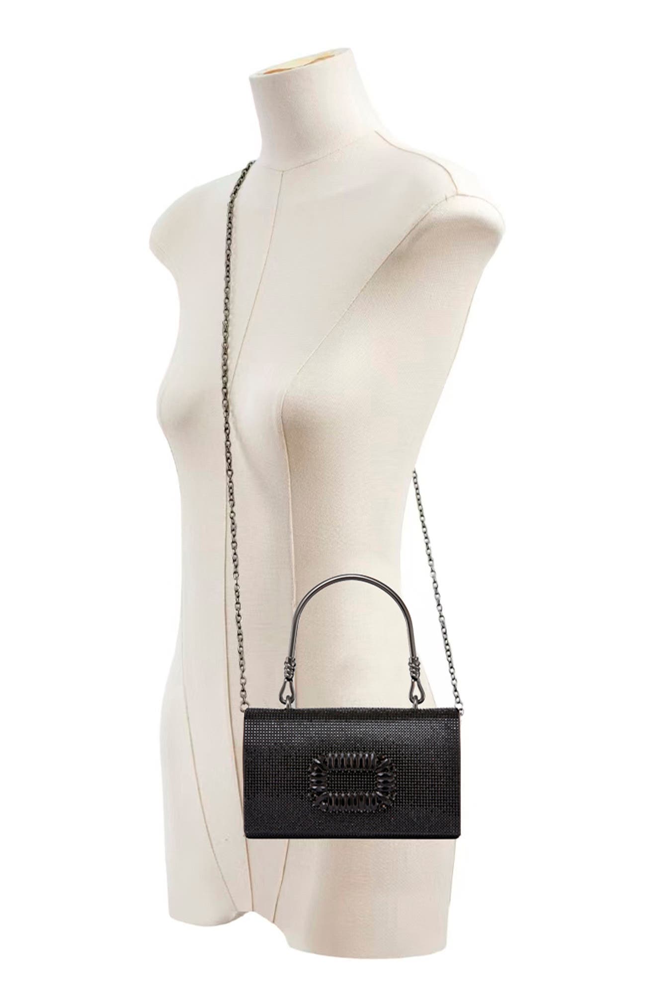 LADY COUTURE Elegant Rhinestone Satin Evening Bag, Alternate, color, Black