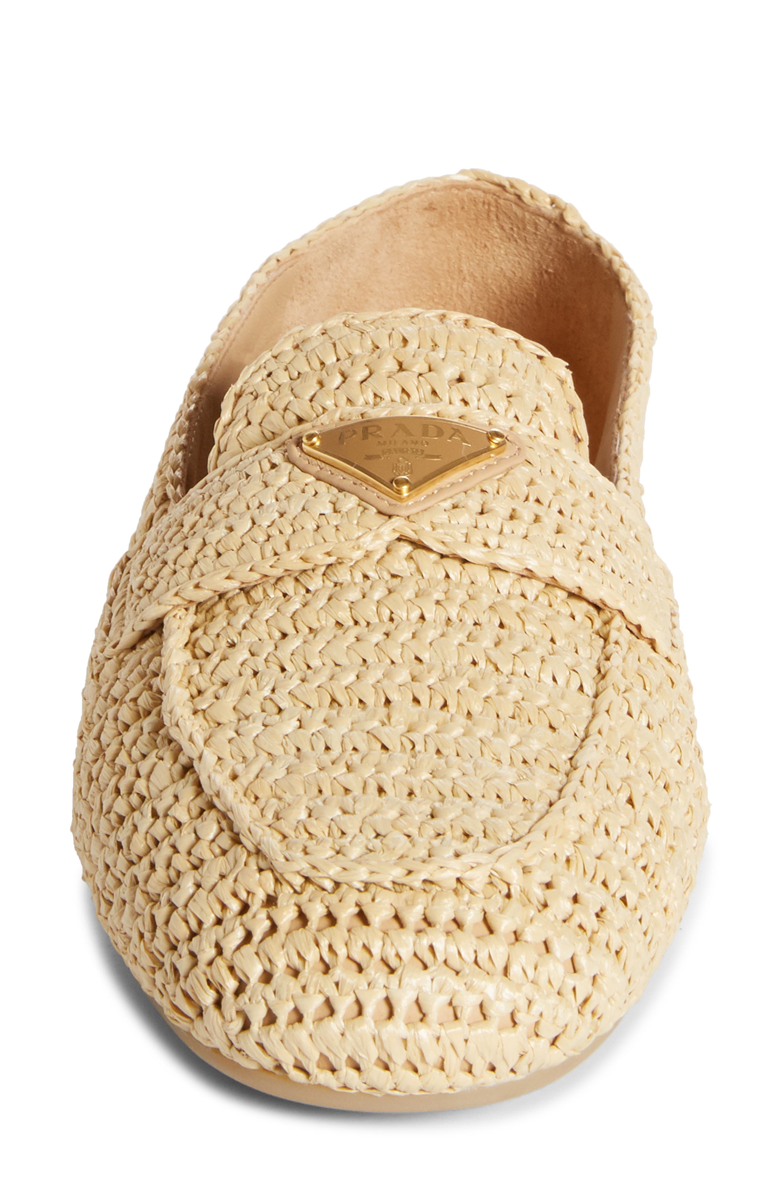Prada Raffia Espadrille Loafer, Alternate, color, 