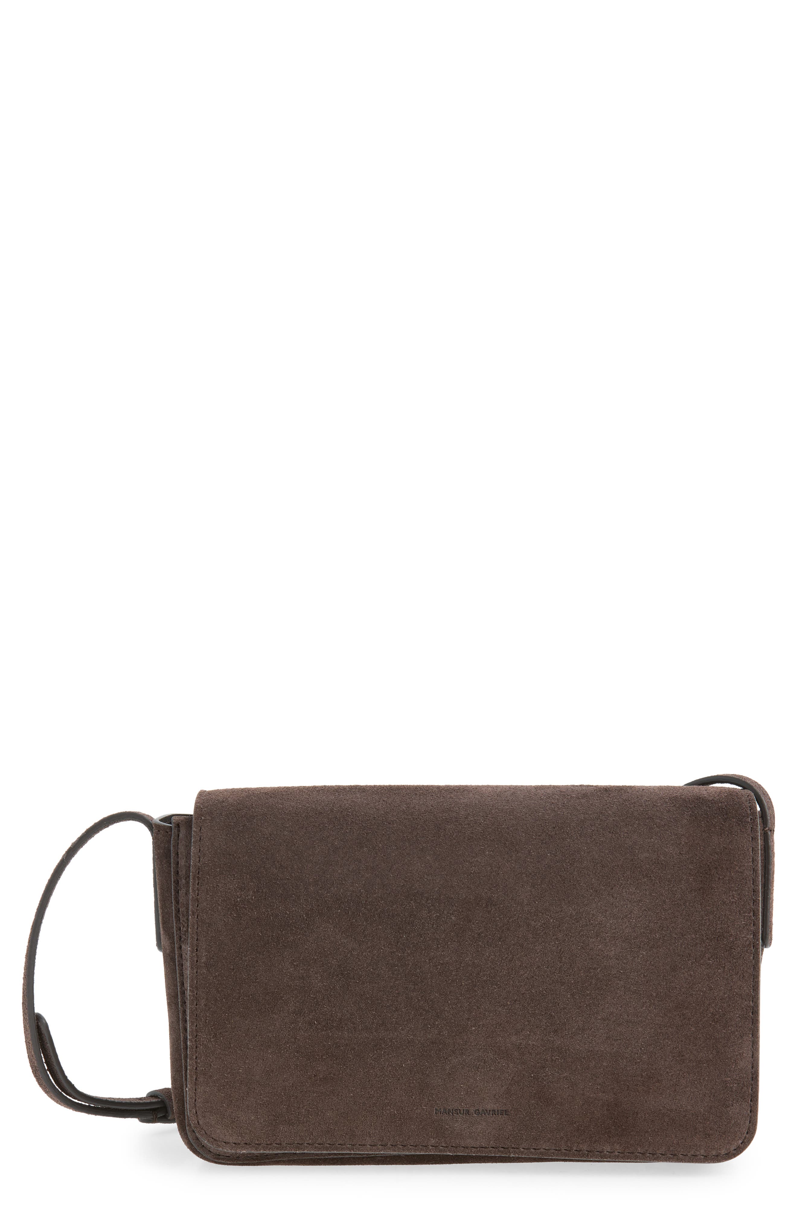 Clio Suede Shoulder Bag, Main, color, EBONY