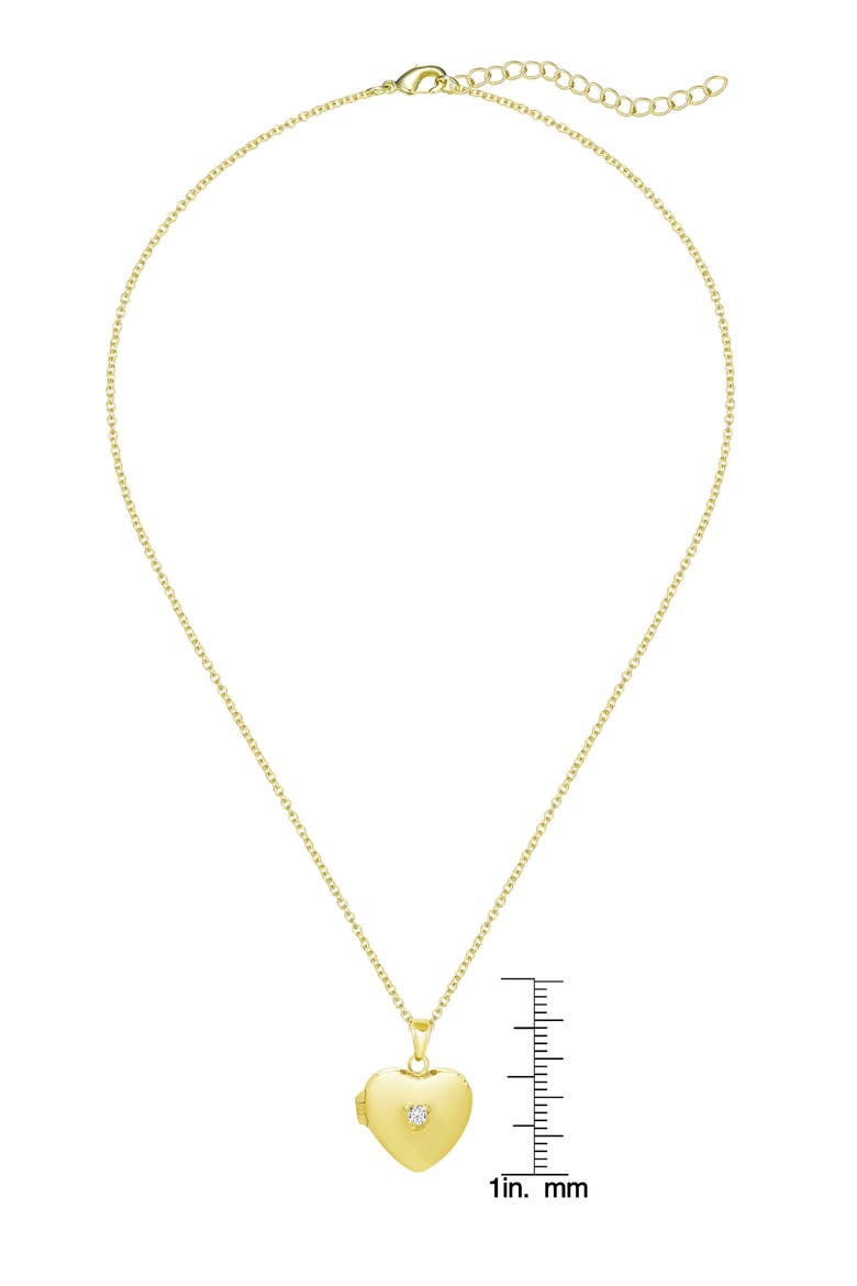 Kids' Cubic Zirconia Heart Locket Necklace, Alternate, color, GOLD