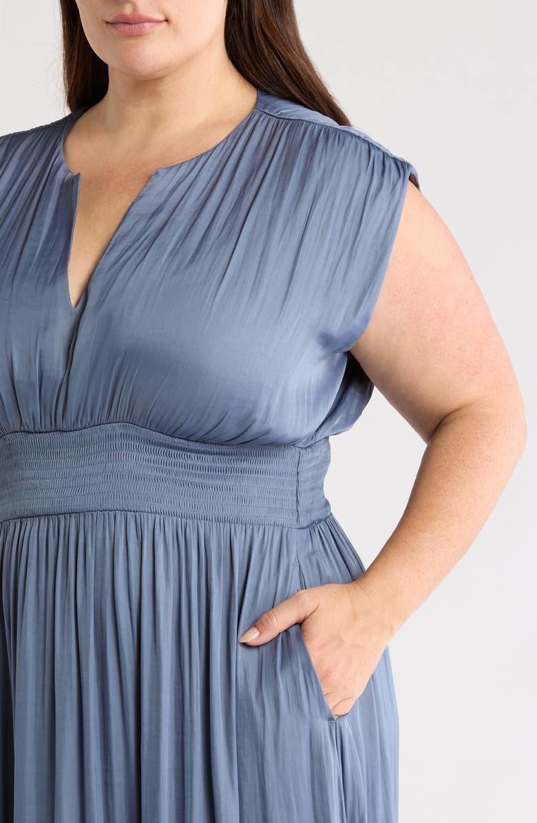 Nordstrom Smocked Satin Maxi Dress, Alternate, color, Blue Chip