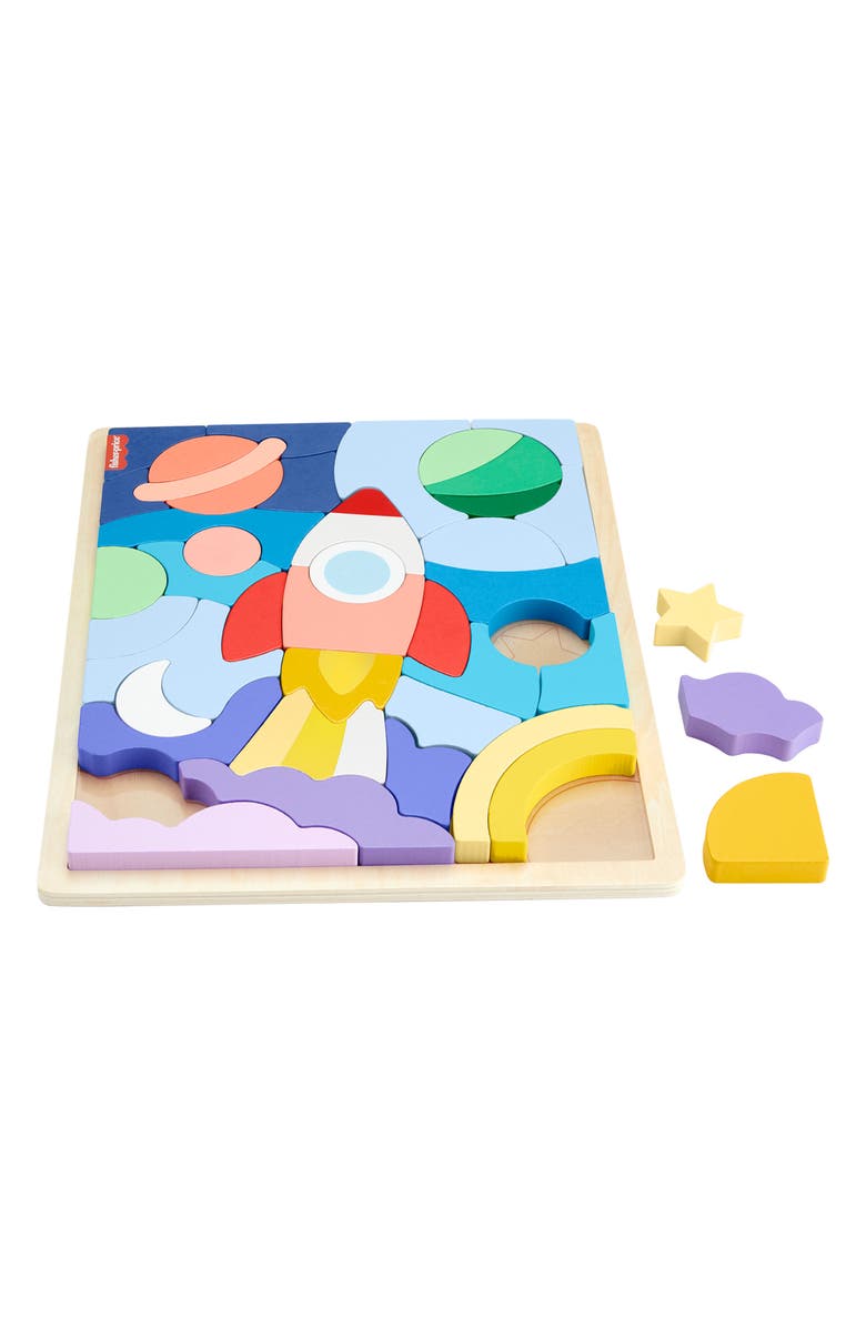 FISHER PRICE Wooden Space Blocks Puzzle, Alternate, color, Space