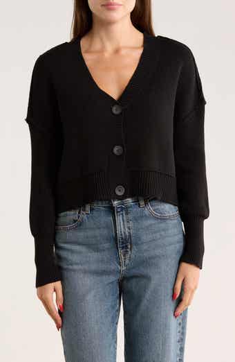 RDI Button Front Cotton Blend Crop Cardigan