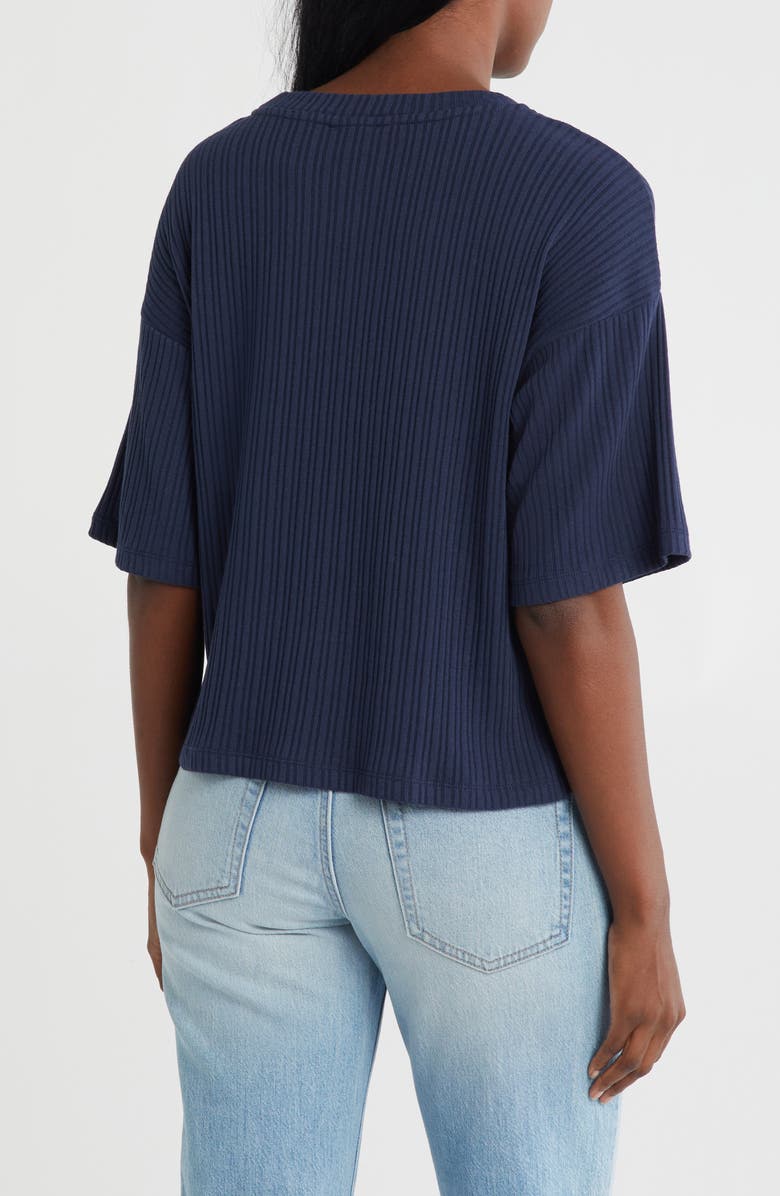 Bobeau Oversize Rib Knit Crop T-Shirt, Alternate, color, Navy
