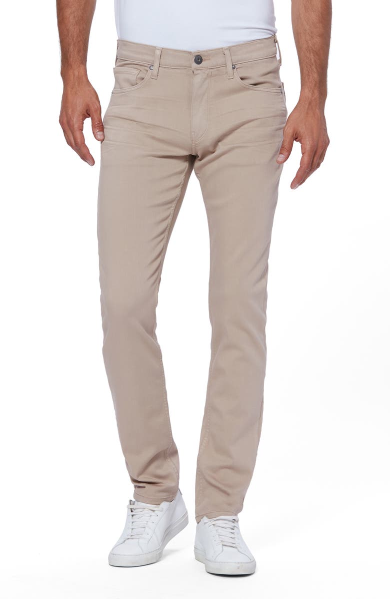 PAIGE Transcend Lennox Slim Fit Twill Pants, Main, color, Toasted Almond