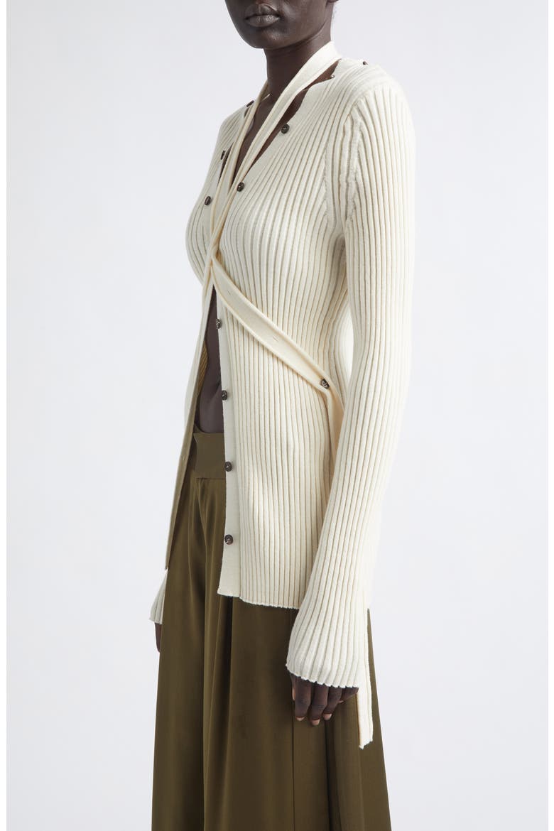 Convertible Merino Wool Rib Cardigan, Alternate, color, IVORY