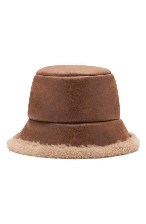 Mango Faux Shearling Bucket Hat In Brown