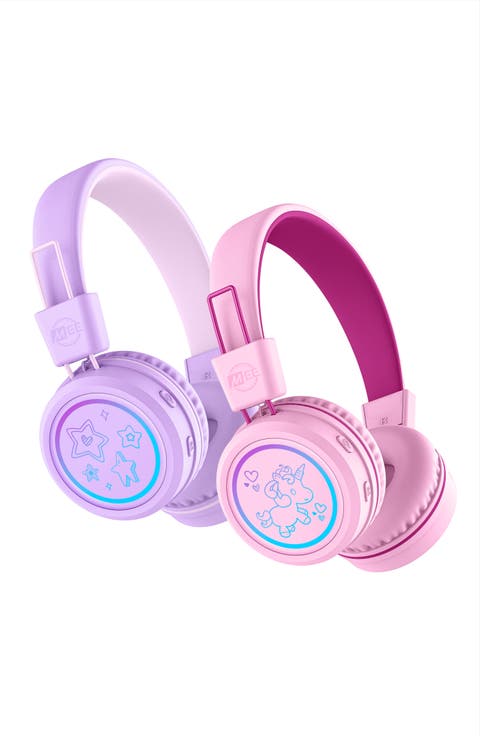 KidJamz KJ55BT (2 Pack) Bluetooth Wireless Headphones for Kids w/ LED Lights