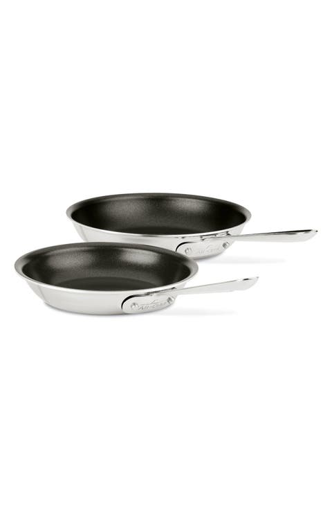 8-Inch & 10-Inch Brushed Stainless Steel Nonstick Fry Pan Set
