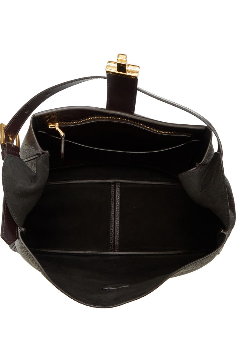 TOM FORD Medium Monarch Leather Hobo Bag, Alternate, color, Black