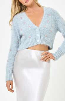 Crystal Beaded Cropped Cardigan