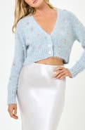 LSPACE Crystal Beaded Cropped Cardigan