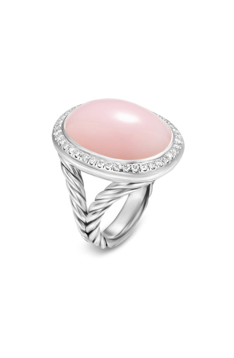 David Yurman Albion Oval Ring in Sterling Silver with Pink Opal & Diamonds, Alternate, color, 