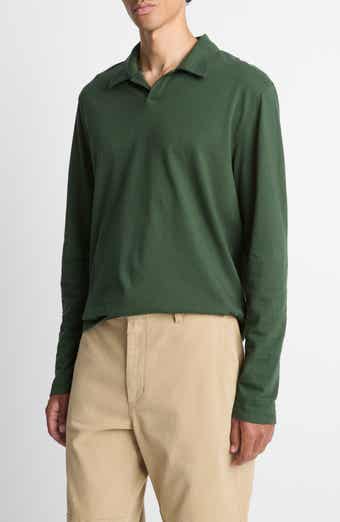 Garment Dyed Johnny Collar Long Sleeve Top