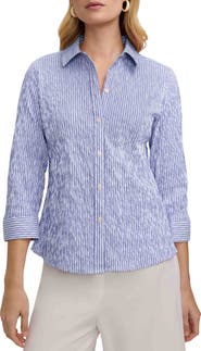 Foxcroft Hampton Crinkle Jacquard Shirt