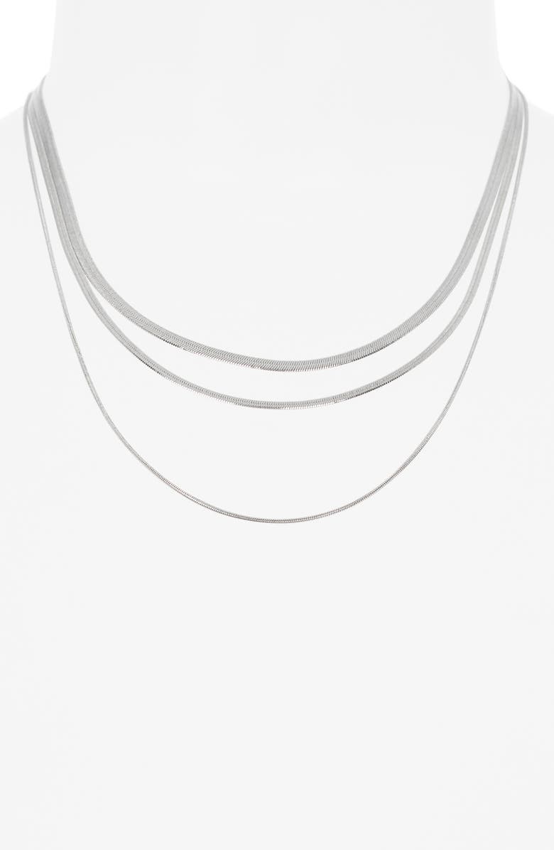 NORDSTROM RACK Multirow Snake Chain Necklace, Alternate, color, Silver