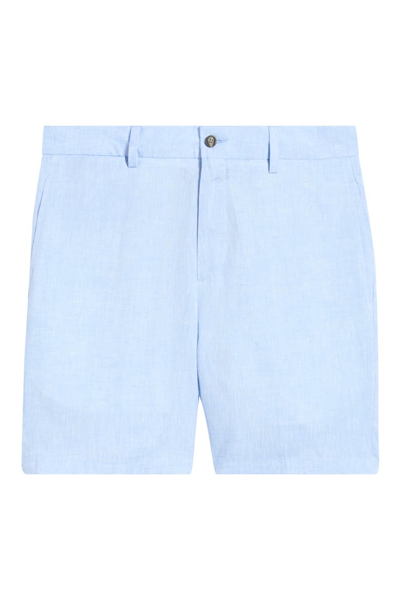 Light Blue Flat Front Linen Shorts, Alternate, color, LIGHT BLUE