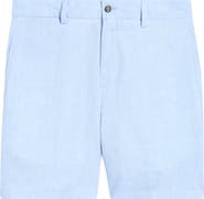 Berle Light Blue Flat Front Linen Shorts