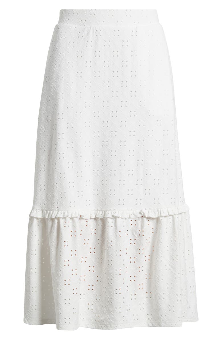 Bobeau Embroidered Eyelet Midi Skirt, Alternate, color, White