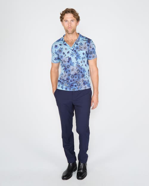 Lords Of Harlech Bobby Merino Wool Johnny Collar Polo City Geo In Blue