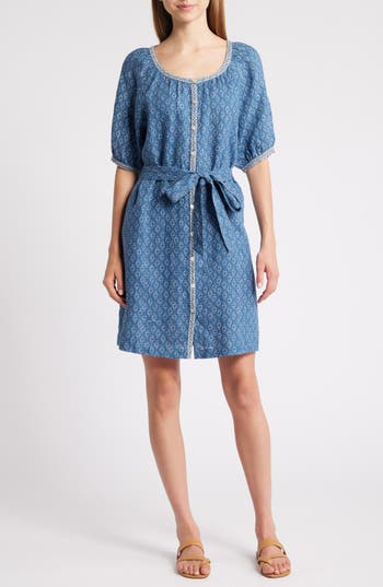 FAHERTY FAHERTY CARMEL LINEN BUTTON-UP MINIDRESS